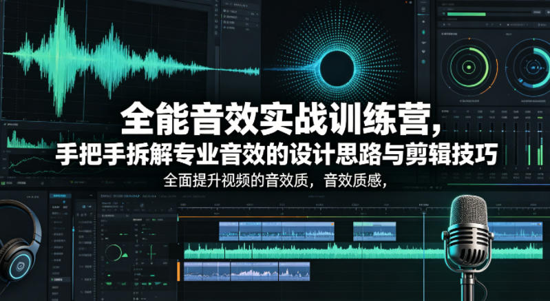 全能音效实战训练营，手把手拆解专业音效的设计思路与剪辑技巧，全面提升视频的音效质感-皮皮网创