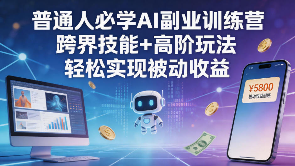 普通人必学AI副业训练营跨界技能+高阶玩法轻松实现被动收益-皮皮网创