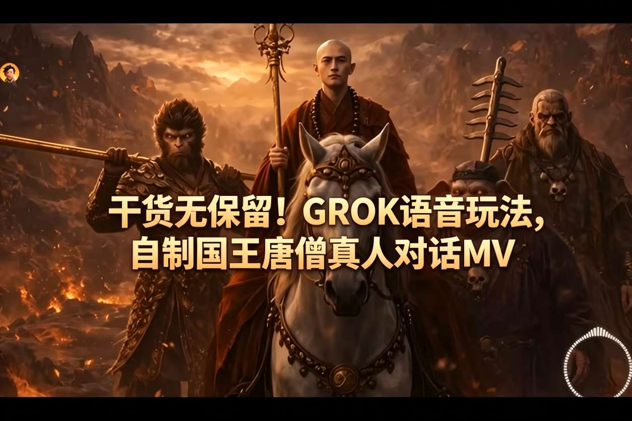 干货无保留！GROK语音玩法，自制国王唐僧真人对话MV-皮皮网创