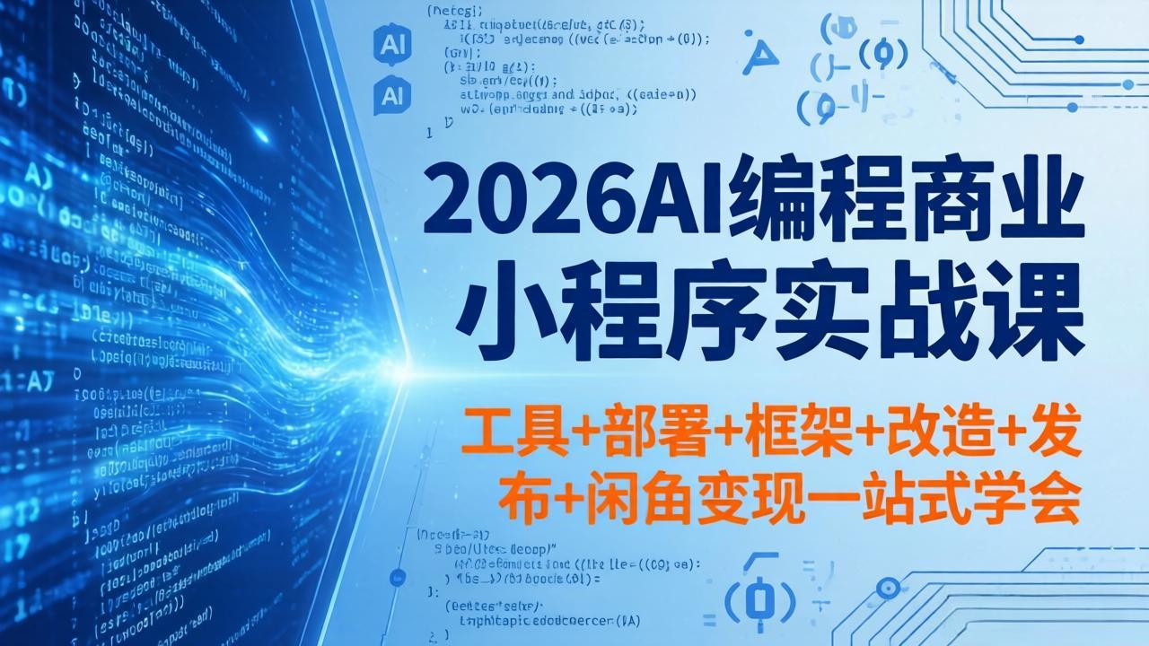 2026AI编程商业小程序实战课，工具+部署+框架+改造+发布+闲鱼变现一站式学会-皮皮网创