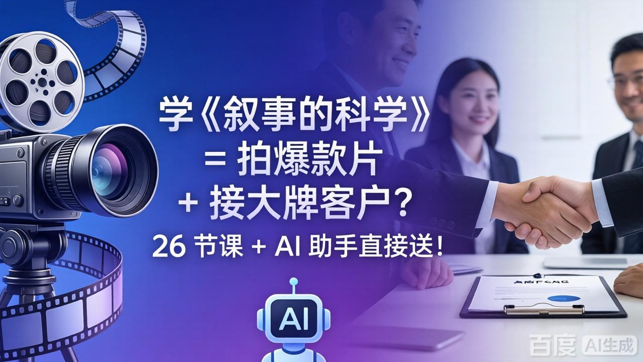学《叙事的科学》= 拍爆款片 + 接大牌客户？26 节课 + AI 助手直接送！-皮皮网创