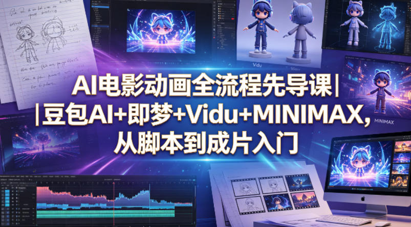 AI电影动画全流程先导课｜豆包AI+即梦+Vidu+MINIMAX，从脚本到成片入门-皮皮网创