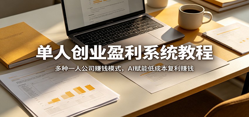 单人创业盈利系统教程：多种一人公司赚钱模式，AI赋能低成本复利赚钱-皮皮网创