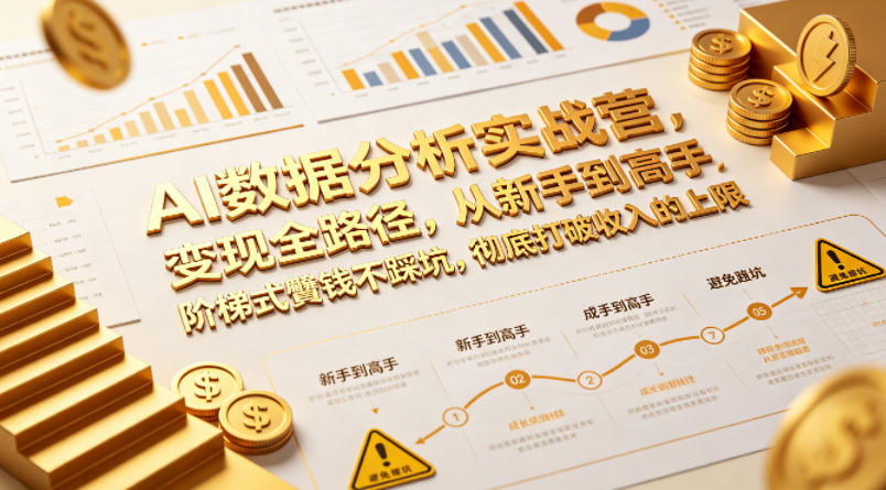 AI数据分析实战营，变现全路径，从新手到高手，阶梯式賺钱不踩坑，彻底打破收入的上限-皮皮网创