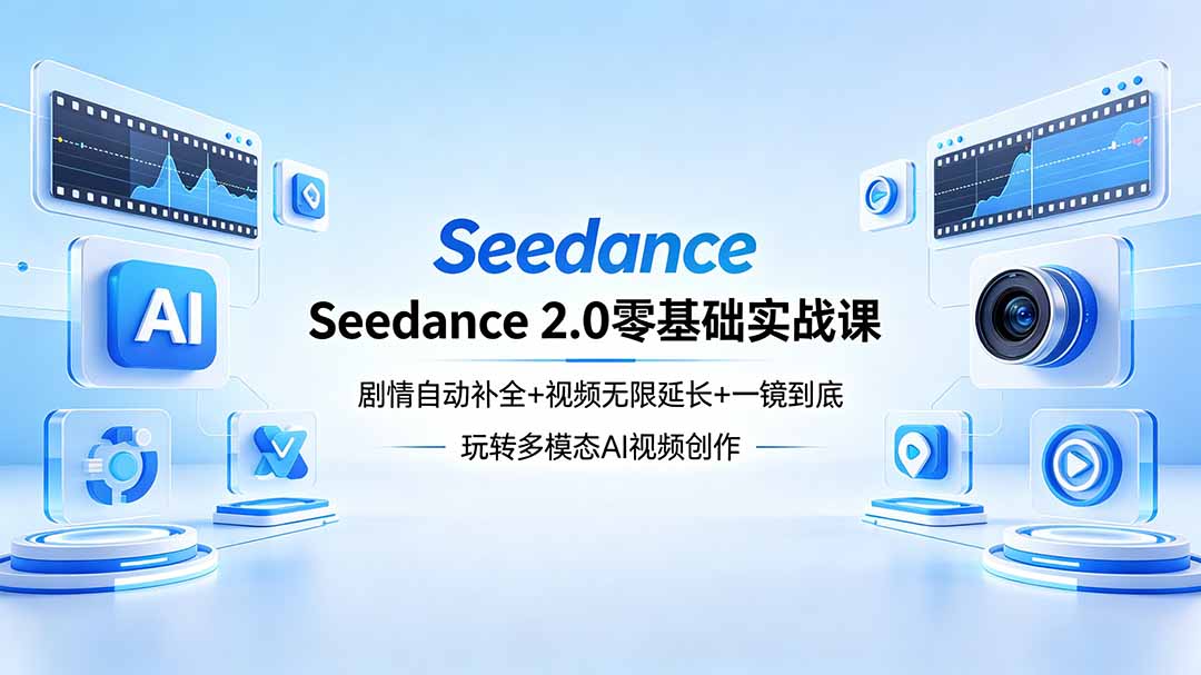 Seedance 2.0零基础实战课：剧情自动补全+视频无限延长+一镜到底：玩转多模态AI视频创作-皮皮网创