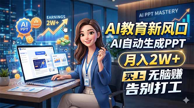 AI教育新风口，AI自动生成PPT，月入2W+，无脑赚，告别打工-皮皮网创