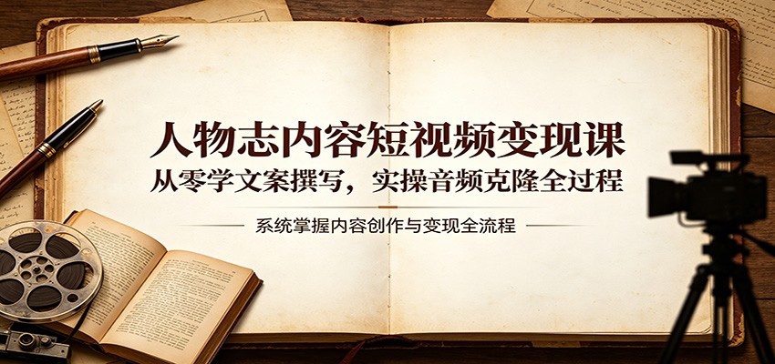 人物志内容短视频变现课：从零学文案撰写，实操音频克隆全过程-皮皮网创