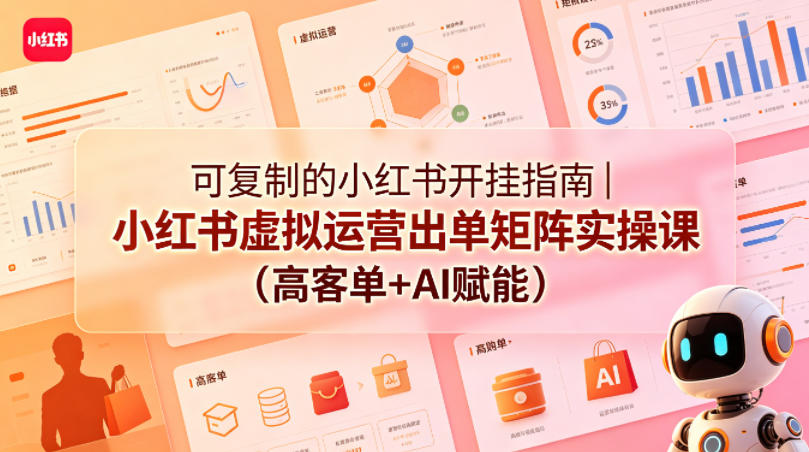 可复制的小红书开挂指南｜小红书虚拟运营出单矩阵实操课(高客单+AI赋能)-皮皮网创