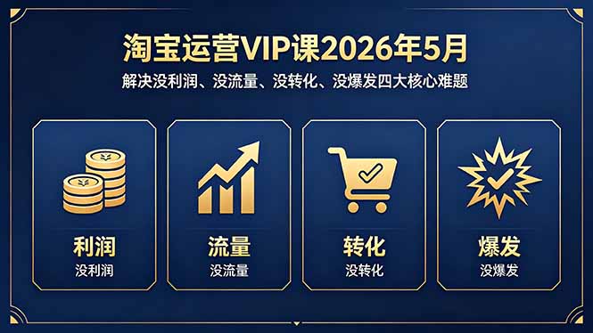 淘宝运营VIP课2026年5月：解决没利润、没流量、没转化、没爆发四大核心难题-皮皮网创