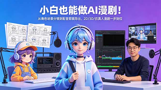 小白也能做AI漫剧！从角色场景分镜到配音剪辑导出，2D/3D/仿真人漫剧一步到位-皮皮网创