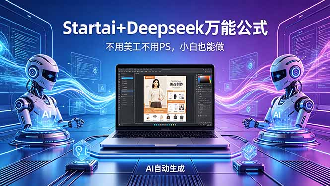 AI自动做电商详情页：Startai+Deepseek万能公式，不用美工不用PS，小白也能做-皮皮网创