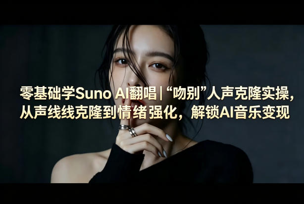 零基础学Suno AI翻唱｜《吻别》人声克隆实操，从声线克隆到情绪强化，解锁AI音乐变现-皮皮网创