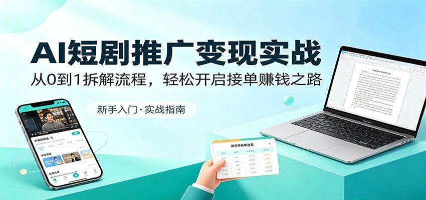 AI短剧推广变现实战：从0到1拆解流程，轻松开启接单赚钱之路-皮皮网创