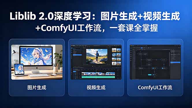 Liblib 2.0深度学习：图片生成+视频生成+ComfyUI工作流，一套课全掌握-皮皮网创