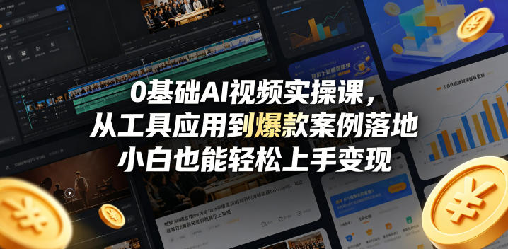 0基础AI视频实操课，从工具应用到爆款案例落地，小白也能轻松上手变现-皮皮网创