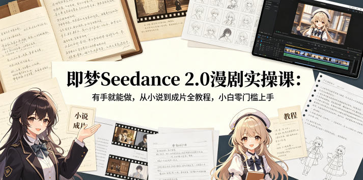 即梦Seedance 2.0漫剧实操课：有手就能做，从小说到成片全教程，小白零门槛上手-皮皮网创