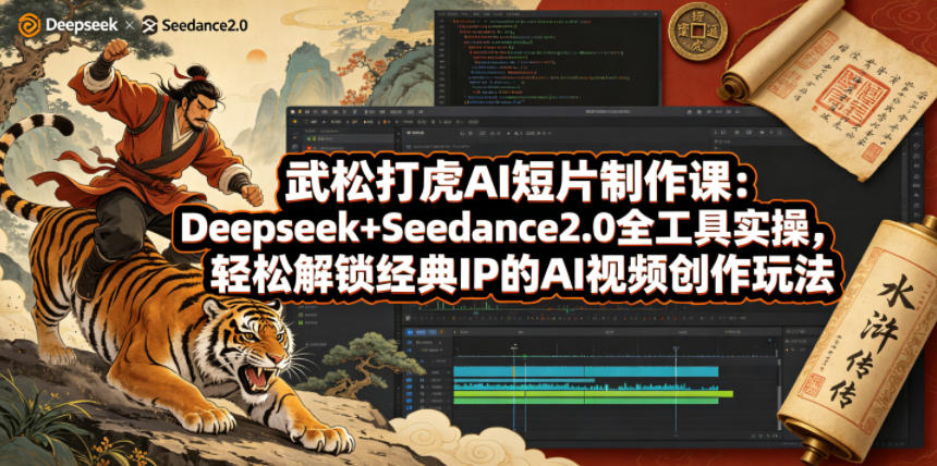 武松打虎AI短片制作课：Deepseek+Seedance2.0全工具实操，轻松解锁经典IP的AI视频创作玩法-皮皮网创