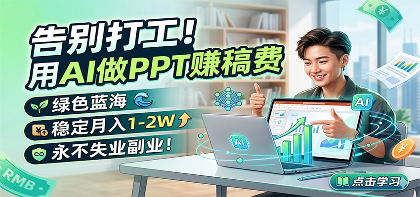 告别打工！用AI做PPT赚稿费，绿色蓝海，稳定月入1-2W，永不失业副业！-皮皮网创