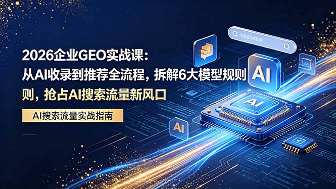 2026 企业GEO实战课：从AI收录到推荐全流程，拆解6大模型规则，抢占 AI 搜索流量新风口-皮皮网创