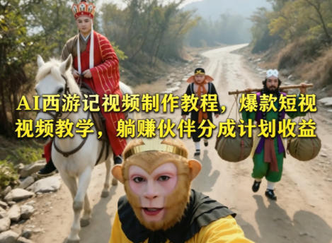 AI西游记视频制作教程，爆款短视频教学，躺賺伙伴分成计划收益-皮皮网创