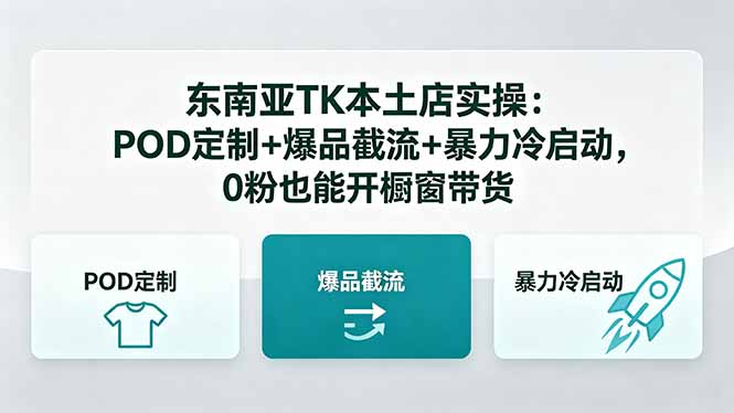 东南亚TK本土店实操：POD定制+爆品截流+暴力冷启动，0粉也能开橱窗带货-皮皮网创