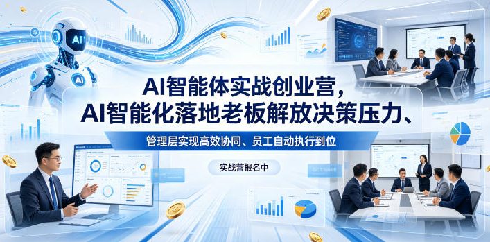 AI智能体实战创业营26年4月23-25号线下课，AI智能化落地老板解放决策压力、管理层实现高效协同、员工自动执行到位-皮皮网创