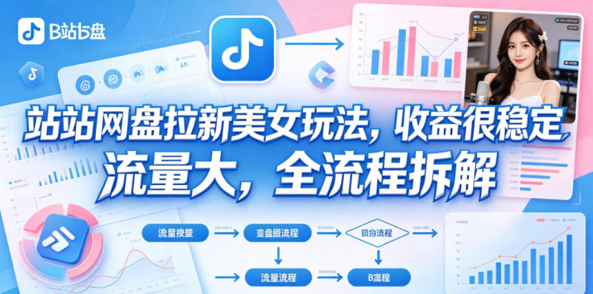 B站网盘拉新美女玩法,收益很稳定,流量大,全流程拆解-皮皮网创