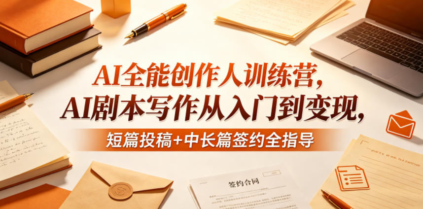 AI全能创作人训练营，AI剧本写作从入门到变现，短篇投稿+中长篇签约全指导-皮皮网创
