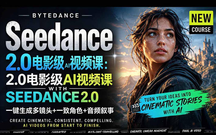 字节跳动的Seedance 2.0 AI电影视频生成制作教程,一键生成多镜头+一致角色+音频叙事-中英字幕-皮皮网创