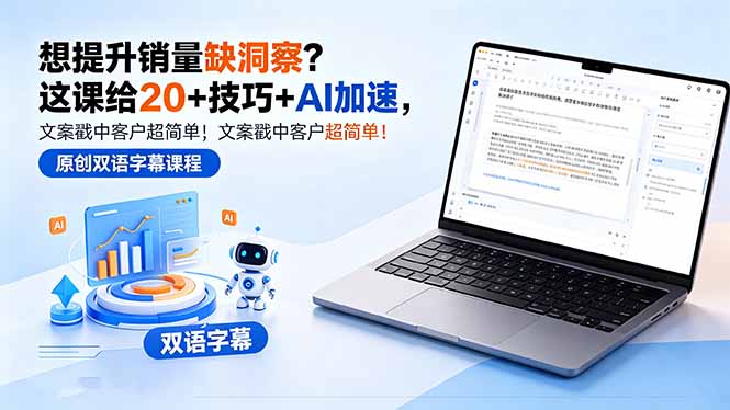 想提升销量缺洞察？这课给 20 + 技巧 + AI 加速，文案戳中客户超简单！【原创双语字幕】-皮皮网创