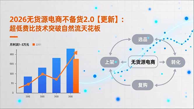 2026无货源电商不备货2.0【更新-5月】:超低费比技术突破自然流天花板,单店月利润1-3万元-皮皮网创