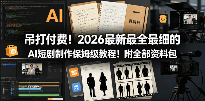 吊打付费！2026最新最全最细的AI短剧制作保姆级教程！附全部资料包-皮皮网创
