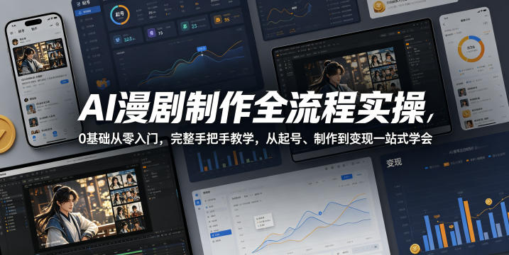 AI漫剧制作全流程实操，0基础从零入门，完整手把手教学，从起号、制作到变现一站式学会-皮皮网创