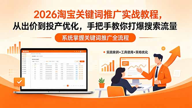 2026淘宝关键词推广实战教程，，从出价到投产优化，手把手教你打爆搜索流量-皮皮网创
