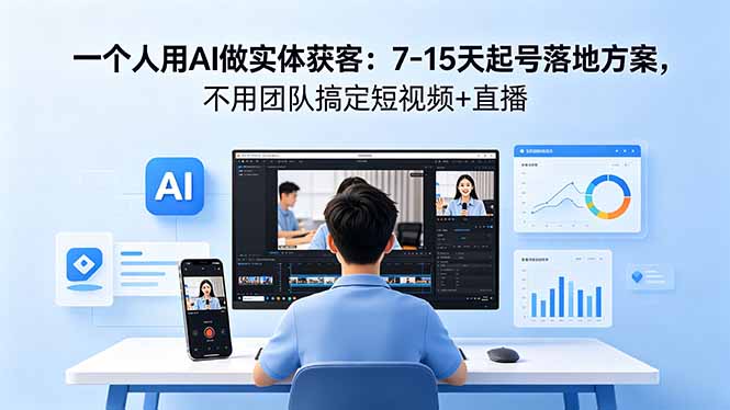 一个人用AI做实体获客：7-15天起号落地方案，不用团队搞定短视频+直播-皮皮网创