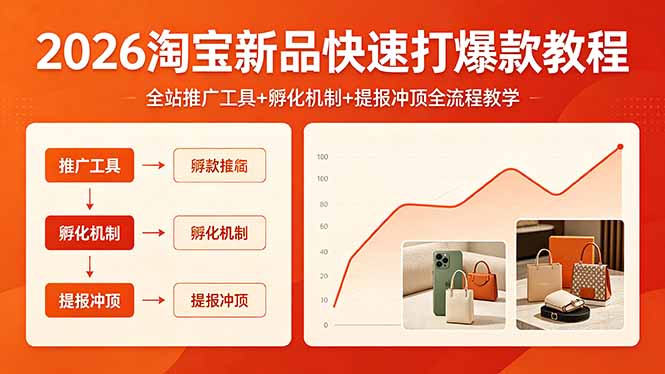 2026淘宝新品快速打爆款教程，全站推广工具+孵化机制+提报冲顶全流程教学-皮皮网创