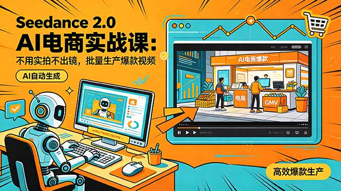 Seedance 2.0 AI电商实战课：不用实拍不出镜，批量生产爆款视频打爆GMV-皮皮网创
