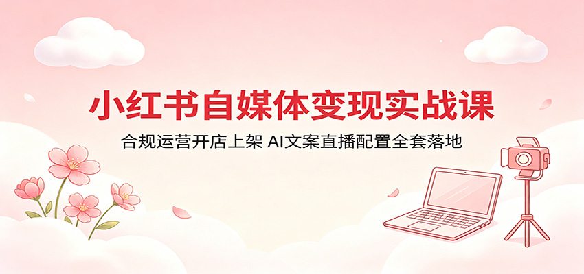 小红书自媒体变现实战课:合规运营开店上架,AI文案直播配置全套落地-皮皮网创