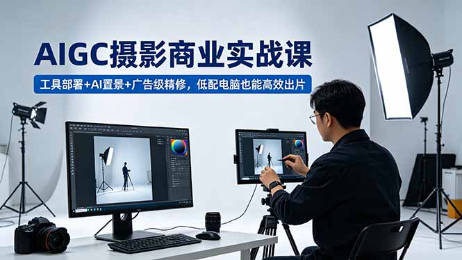 AIGC 摄影商业实战课，工具部署+AI置景+广告级精修，低配电脑也能高效出片-皮皮网创