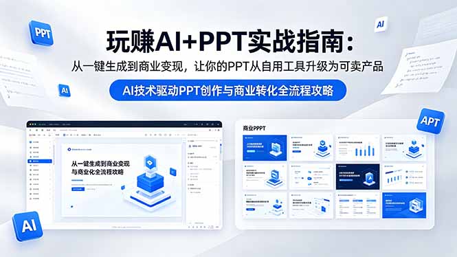 玩赚AI+PPT实战指南-更新5月13：从一键生成到商业变现，让你的PPT从自用工具升级为可卖产品-皮皮网创