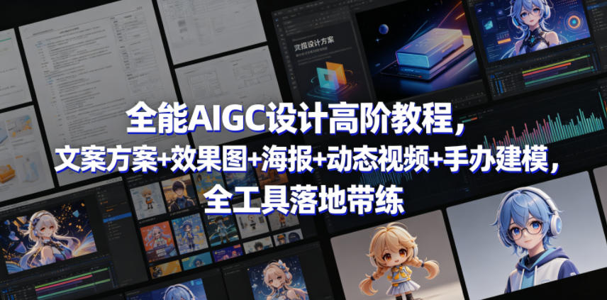 全能AIGC设计高阶教程，文案方案+效果图+海报+动态视频+手办建模，全工具落地带练-皮皮网创