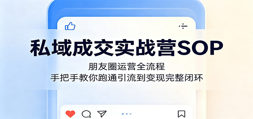 私域成交实战营SOP：朋友圈运营全流程，手把手教你跑通引流到变现完整闭环-皮皮网创