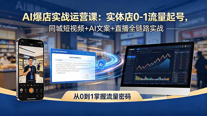 AI爆店实战运营课：实体店0-1流量起号，同城短视频+AI文案+直播全链路实战-皮皮网创