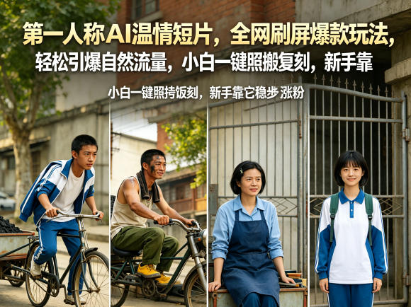 第一人称AI温情短片，全网刷屏爆款玩法，轻松引爆自然流量，小白一键照搬复刻，新手靠它稳步涨粉-皮皮网创
