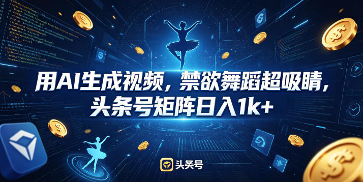 用AI生成视频，禁欲舞蹈超吸睛，头条号矩阵日入1k+-皮皮网创