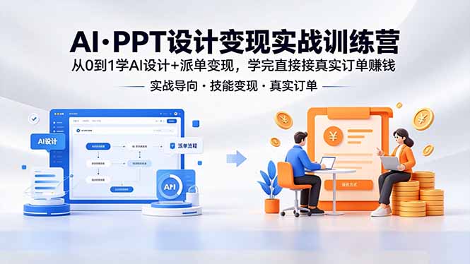 AI·PPT设计变现实战训练营，从0到1学AI设计+派单变现，学完直接接真实订单赚钱-皮皮网创
