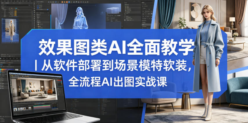 效果图类AI全面教学｜从软件部署到场景模特软装，全流程AI出图实战课-皮皮网创