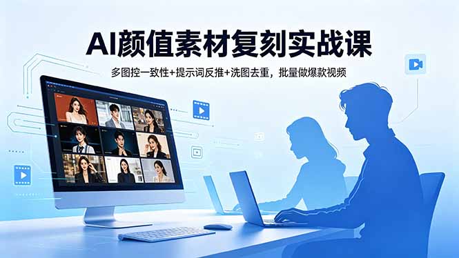 AI颜值素材复刻实战课，多图控一致性+提示词反推+洗图去重，批量做爆款视频-皮皮网创