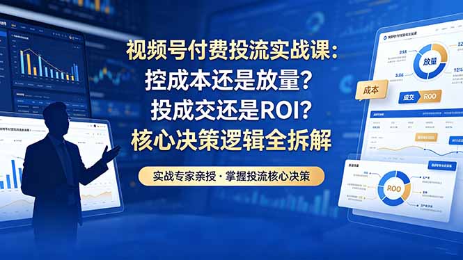 视频号付费投流实战课-5月：控成本还是放量？投成交还是ROI？核心决策逻辑全拆解-皮皮网创