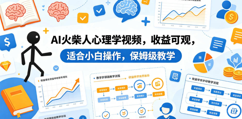 AI火柴人心理学视频，收益可观，适合小白操作，保姆级教学-皮皮网创